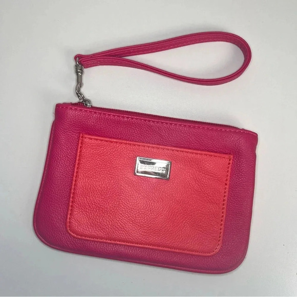 Express Zipper Wristlet, Pink and Coral Two Toned with detachable Strap in‎ EUC. - Picture 2 of 10